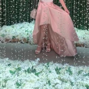 Pink Silk Material High Low Skirt